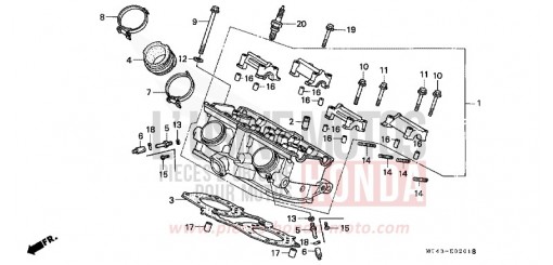 CYLINDER HEAD (REAR) VFR750FL de 1990